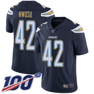 Los Angeles Chargers NFL Football Uchenna Nwosu Navy Blue Jersey Men Limited 42 Home 100th Season Vapor Untouchable